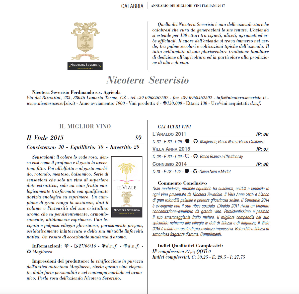 Menzione su Annuario dei migliori vini italiani 2017 Menzione su Annuario dei migliori vini italiani 2017
